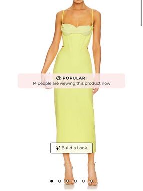 Bardot Lemon-Lime Midi Dress with Sweetheart Neckline